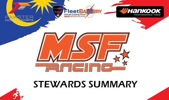 MSF Stewards Summary : 2018 Rnd 1