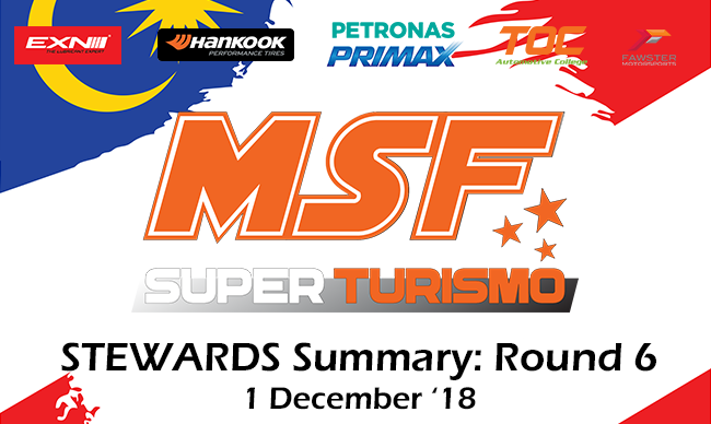 MSF Superturismo Steward Summary- Round 6