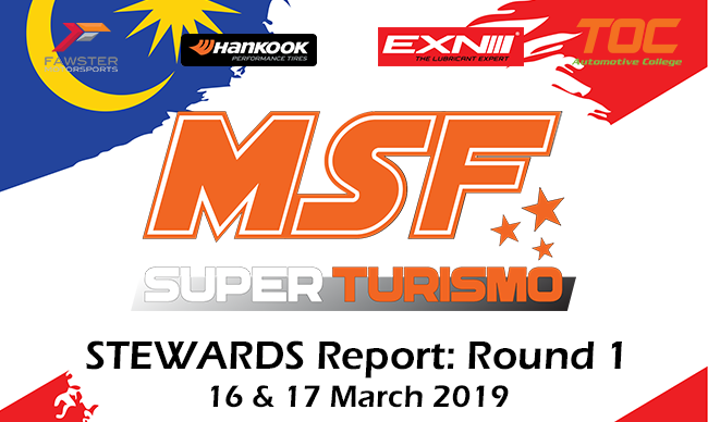 MSF Superturismo Steward Summary 2019- Round 1