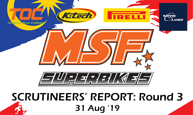 Scrutineering Report MSF Superbike Enduro Round 3- 2019